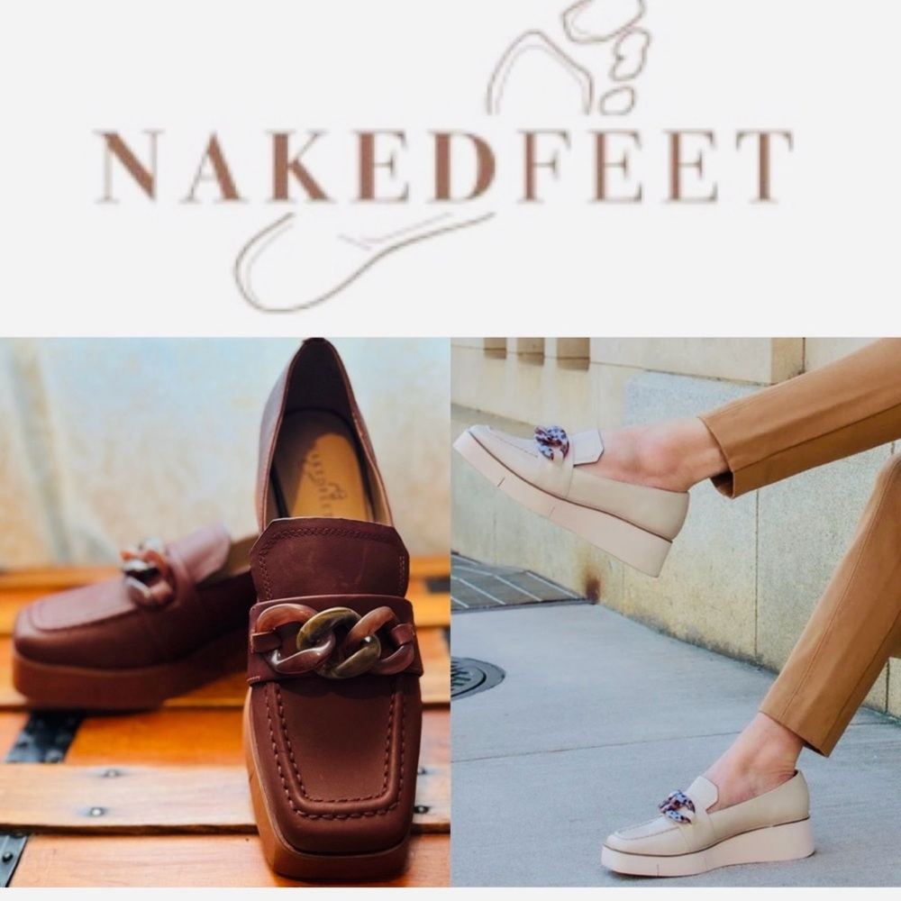 Naked Feet NWOT Privy Platform Brown Loafers